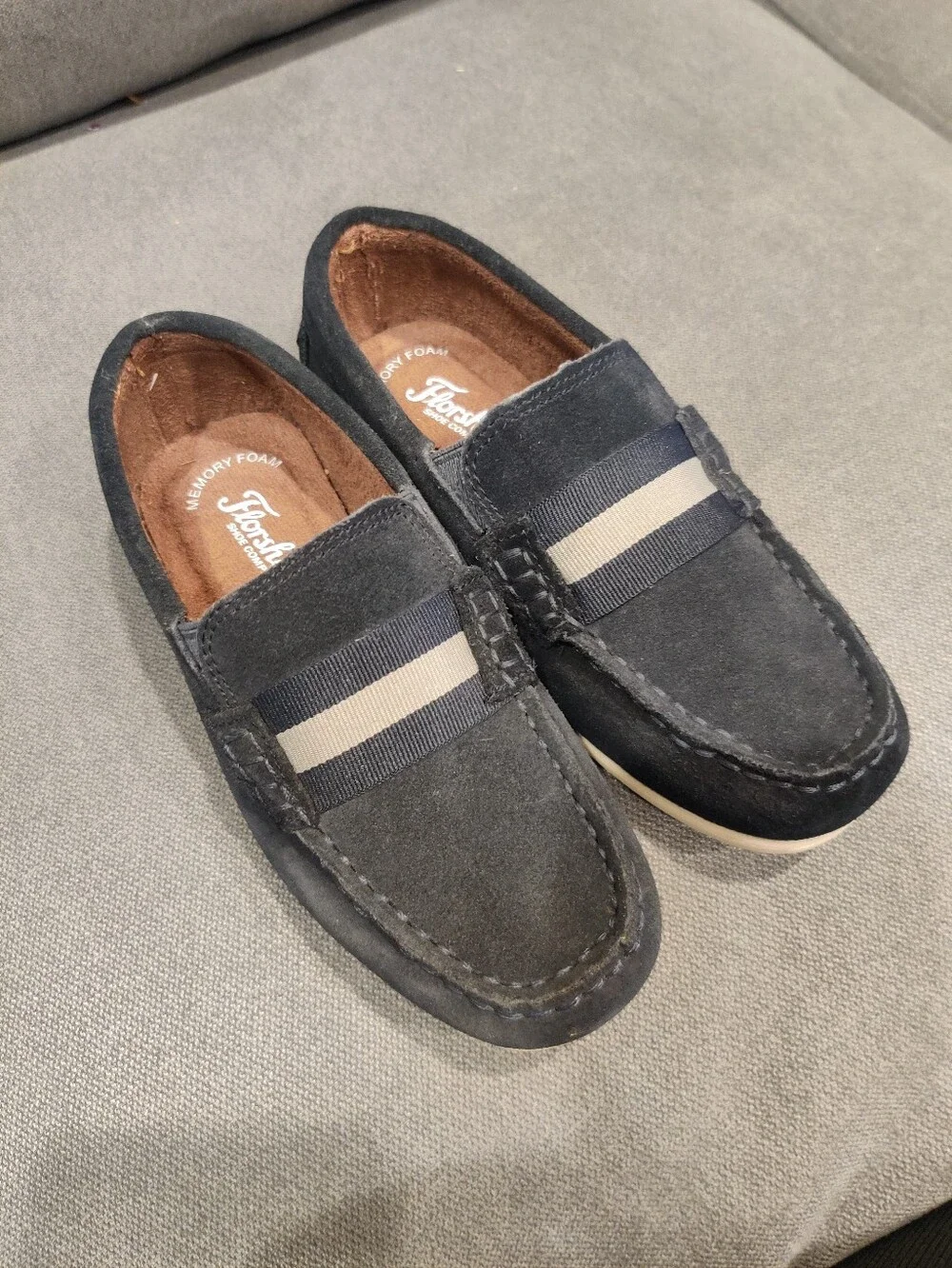 Florsheim Navy Leather Slip-On Loafers